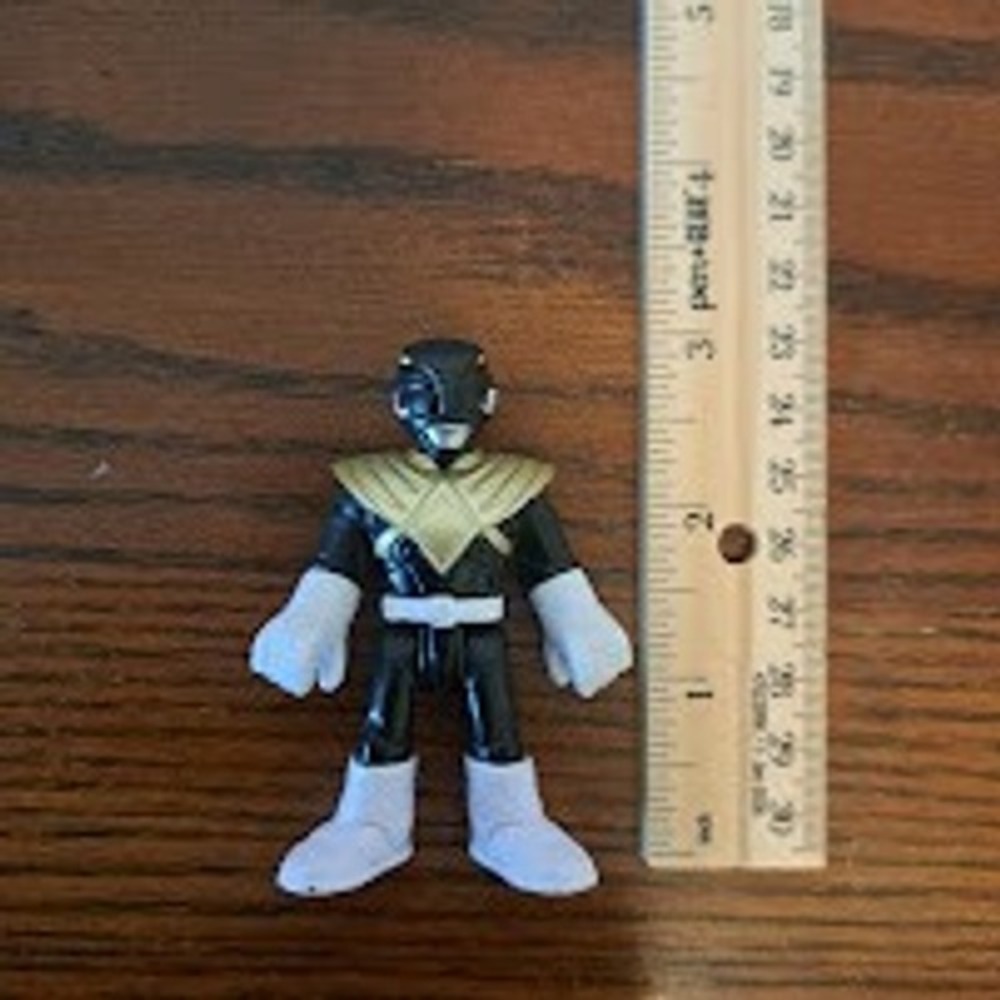 Fisher-Price Imaginext Power Rangers Black Ranger Gold Shield Figure 2.75 inch